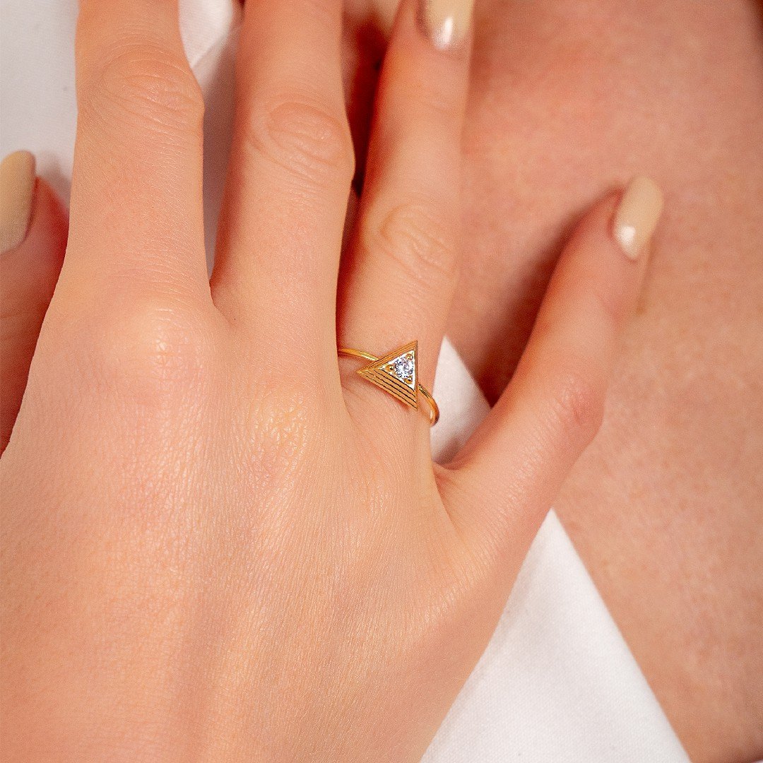 Pyramid Gold Ring