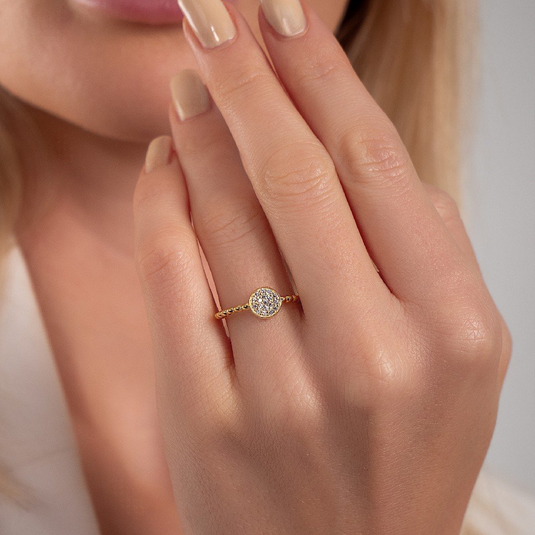 Dainty Gold Pavé Circle Ring